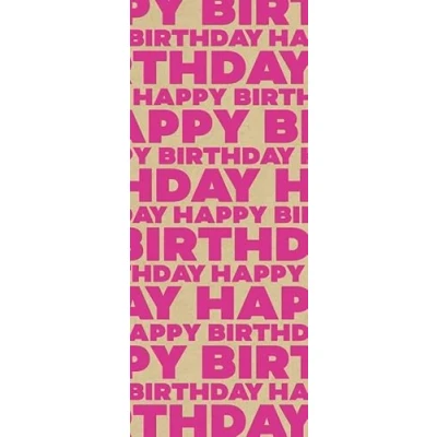 Image of Glick Four Sheets of Happy Birthday Bright Pink Kraft Tissue Paper, Each Sheet 750mm x 500mm, Fuschia for Gift Wrapping, TPC25