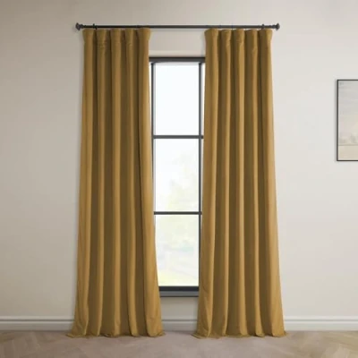 Image of HPD Half Price Drapes Heritage Plush Velvet Curtains 84 Inches Long Room Darkening for Bedroom &amp; Living 50W x 84L, (1 Panel), Retro Gold