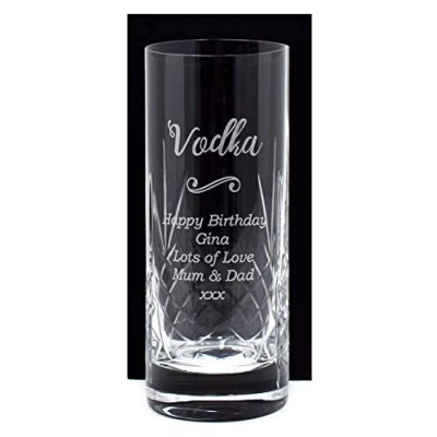 Image of Regalo Personalised Engraved Crystal Highball Glass Vodka Design (Cardboard Gift Box)