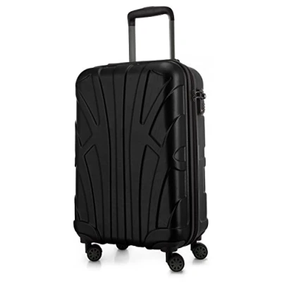 Image of Suitline Hand Luggage, Cabin Trolley, Hardshell Suitcase, 100% ABS, 55 cm, 34 liters, Black