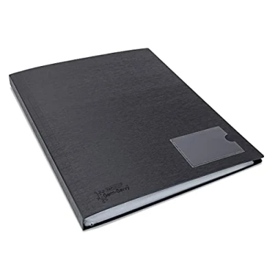 Image of Rapesco 1651 Germ Savvy Antibacterial, Hardcover Polypropylene Presentation Folder 50 Pockets A4, Black