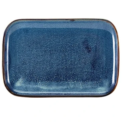 Image of Genware Terra Porcelain, Aqua Blue, Rectangular Plate, 345mm x 235mm, RP PBL34, Pack of 6