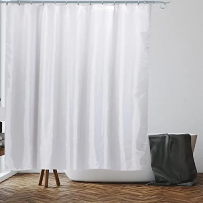 Image of VIROSA White Shower Curtain Anti Mould, Mildew Resistant Size 180x180 cm (71 x 71 Inch) Water Repellent Fabric 100% Polyester