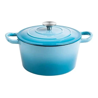 Image of Stalwart DA A20WT Enameled Cast Iron Casserole Dish Round Turquiose 20cm 1.5 litres