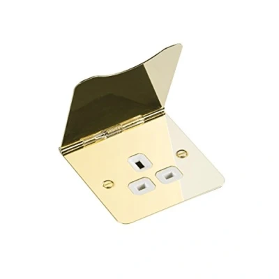 Image of Knightsbridge ML552 FLAT PLATE 13A 1G UNSWITCHED SINGLE FLOOR SOCKET POLISHED BRASS IP20 230V