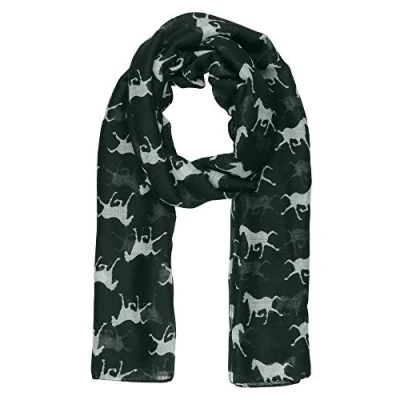 Image of Women Scarf Horses Print Design Ladies Scarves Shawl Wrap Maxi Sarong (Grey)
