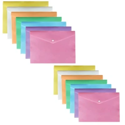 Image of 40 Pcs A4 &amp; A5 Pastel Colour Plastic Wallets Folder Envelope Pockets (40 Mix A4+A5 Folders)