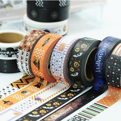 Image of 5 Rolls Halloween Washi Tape, DIY Scrapbooking Decorative Masking Planner Craft Gift Decoration Tape Stickers