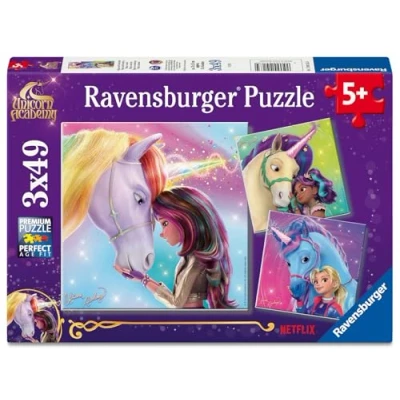 Image of Ravensburger Unicorn Academy Toys and Gifts 3x 49 Piece Jigsaw Puzzles for Girls Age 5 Years +