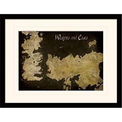 Image of Game of Thrones MP11393P PL Westeros and Essos Antique Map 30x40 cm Mounted &amp; Framed
