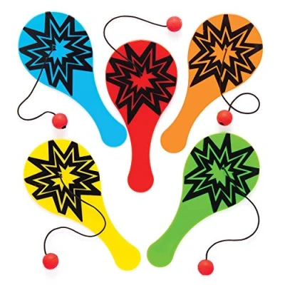 Image of Baker Ross AW700 Mini Wham, Novelty Elasticated Bat and Ball Kids Party Bag Outdoor Toys (Pack of 5), Assorted , 12 cm Multi color