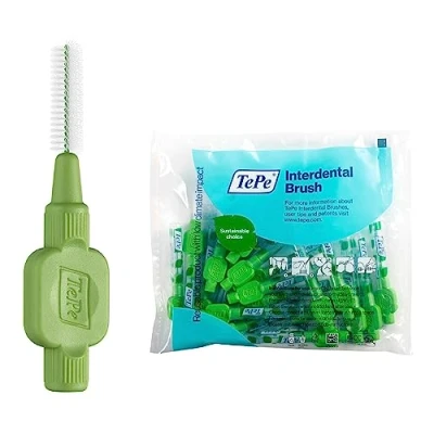 Image of TePe Interdental Brush, Original, Green, 0.8mm/ISO 5, 20pcs, efficient Cleaning Between Teeth, Plaque Remover and Dental flosser for Small Gaps