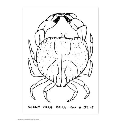 Image of Funny Humorous Official David Shrigley &#039;Giant Crab&#039; Postcard