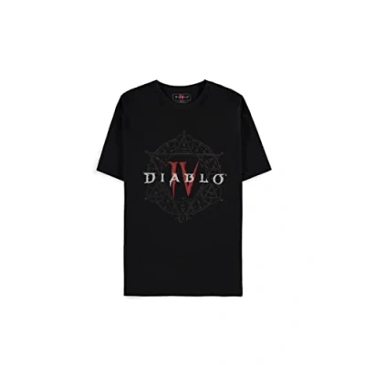 Image of Diablo IV Pentagram Logo Men&#039;s Boys&#039; Short Sleeved T Shirt, black, S
