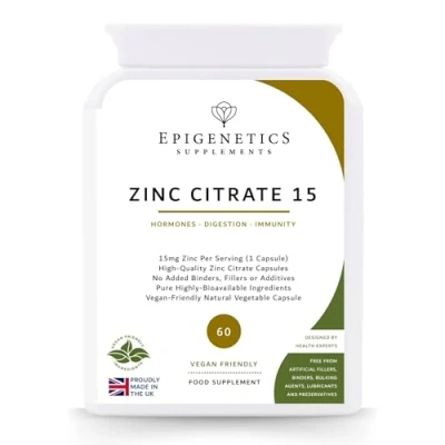 Image of Zinc Citrate 15 15mg Highly Absorbable Mineral Supplement 60 Vegan Friendly Capsules UK Made 1 Capsule Daily (2 Month Supply)
