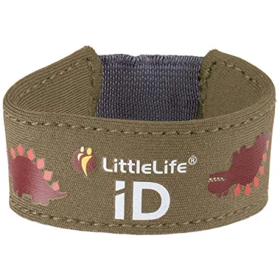 Image of LittleLife Safety Wristband, Kids iD Bracelet With Cards For Emergency Contact Or Medical Information Dinosaur