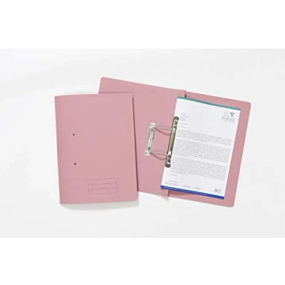 Image of Exacompta Ref TFM50 PNKZ Spiral Files for Punched Papers, A4 &amp; Foolscap, 285gsm Medium Weight Premium Manilla, 350mm x 250mm, Metal Spring Mechanism Pink, Pack of 50