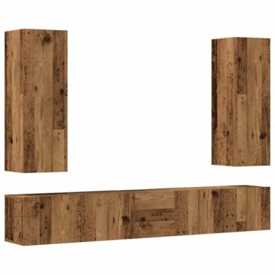 Image of vidaXL 5 Piece TV Cabinet Set Wall mounted Old Wood Engineered