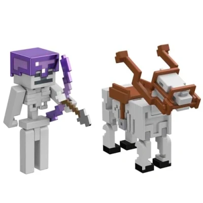 Image of MINECRAFT Vanilla Action Figure Pack of 2 Skeleton Horse 3.25 Inches with Movable Seals for Children Age 6 and Up