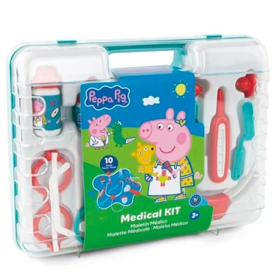 Image of Chicos 87020 Maletin Medico Peppa Pig Toy Medical Case Pretend Play for Kids. Includes 10 Accessories. +3 Years, Assorted, 345 x 265 90 mm