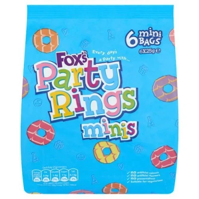 Image of Fox&#039;s Party Rings Mini Original Biscuit, 150g (Pack of 6)