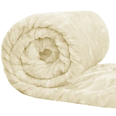 Image of Comfy Nights Soft Luxury Fake Faux Fur Mink Throw Sofa Bed Blanket (Large (200x150cm), Cream)