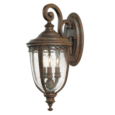 Image of English Bridle 3 Light Outdoor Medium Wall Lantern British Bronze IP44, E14