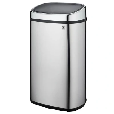 Image of KITCHEN MOVE CITY Push One Touch Semi Automatique Poubelle de Cuisine Forme Carré Chrome 60L, Acier Inoxydable, Inox, 39,5 x 28 67 cm