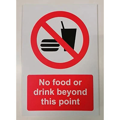 Image of No Food Or Drink Beyond This Point Safety Sign 1.2mm Rigid plastic 300mm x 200mm