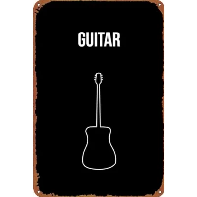 Image of Vintage Metal Tin Sign Guitar Funny Wall Decor Design Home Bedroom Gift 8x12 Inches