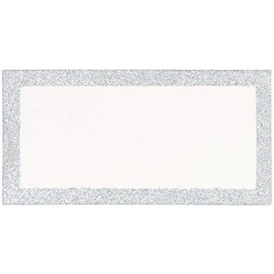 Image of (PKT) Adult 50 Pack Silver Glitter Place Cards Wedding Stationery