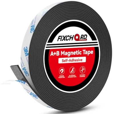 Image of FIXCHORD A+B Magnetic Tape for Fly Screen, Mosquito Nets &amp; More, Strip, Roll, Self Adhesive Strong (6m*15mm)