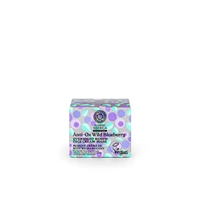 Image of Natura Siberica Anti OX Wild Blueberry. Overnight renewing face cream mask