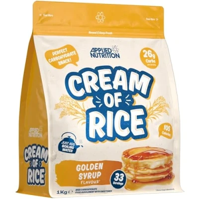 Image of Applied Nutrition Cream of Rice High Carbohydrate Supplement, Source Energy for Breakfast &amp; Snacks, Easy to Digest, Low Sugar, Fat, Vegan, 1kg (Golden Syrup)