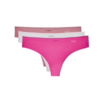 Image of Under Armour Womens 3 Pack Thongs Pink Elixir S