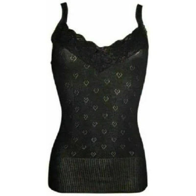 Image of Ladies Snowdrop Thermal Underwear Cotton Soft Vest Tops &amp; pantee, Long Johns (French Neck Spencer lace Short Black, Medium (WMS) (10 12) UK)
