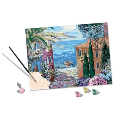 Image of Ravensburger CreArt Mediterranean Landscape Paint by Numbers for Adults Craft Kits and Kids Age 12 Years Up