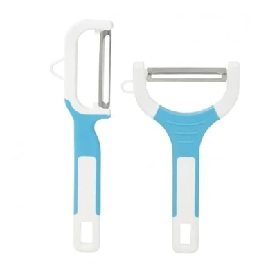 Image of The Home Fusion Company 2PC Fruit Vegetable Peeler Set Blue White Swivel Easy Grip Comfort Kitchen Tools