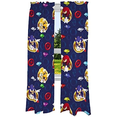 Image of Franco Kids Room Window Curtains Drapes Set, 82 in x 84 in, Sonic The Hedgehog, Anime