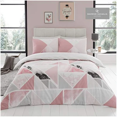 Image of GC GAVENO CAVAILIA Luxurious Mila Bed Set with Duvet Cover and Pillow Cases, Polyester Cotton, [ Double Pink ]
