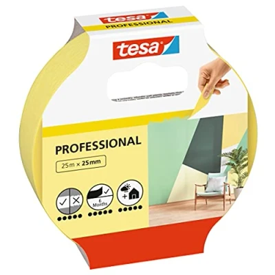 Image of tesa masking tape Professional Painter&#039;s made of thin Washi paper for particularly precise during painting work indoors and outdoors 25 m x mm