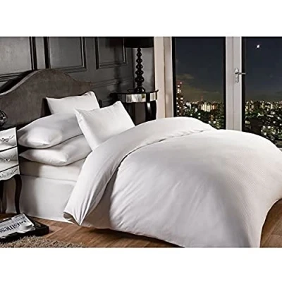 Image of Emma Barclay Grosvenor 1000 Thread Count Pin Stripe Duvet Set in White King Bed