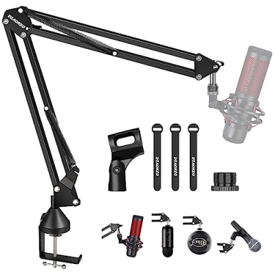Image of Microphone Boom Arm,Aokeo AK 35 Desk Adjustable Compact Mic Suspension Scissor Arm Stand For Blue Yeti,Snowball iCE, HyperX QuadCast,SoloCast,Elgato Wave,Etc