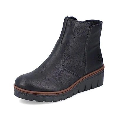 Image of Rieker Women Ankle Boots X9165, Ladies Boots,Low Boots,Half Boots,Bootie,Lined,Winter Boots,Black (Schwarz / 00),39 EU 6 UK