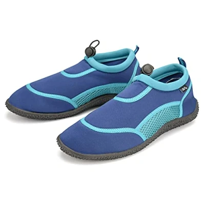 Image of Girls Wet Shoes Women&#039;s Adult Size 5 Ladies Aqua Beach Surf Water Boots Swim Foot Protection Blue &amp; Turquoise
