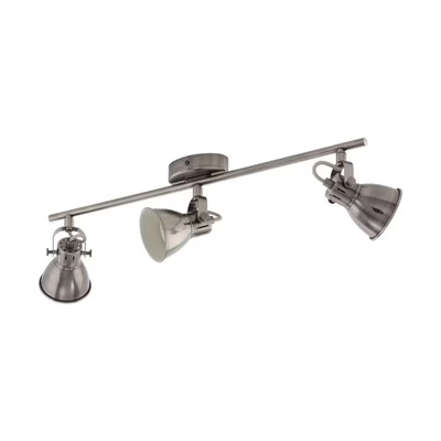 Image of EGLO Seras LED Ceiling Light, 3 Bulb Industrial Metal Spotlight, Living Room Lamp in Antique Nickel, Hallway Lamp, Spotlights Including GU10 Bulb, Warm White