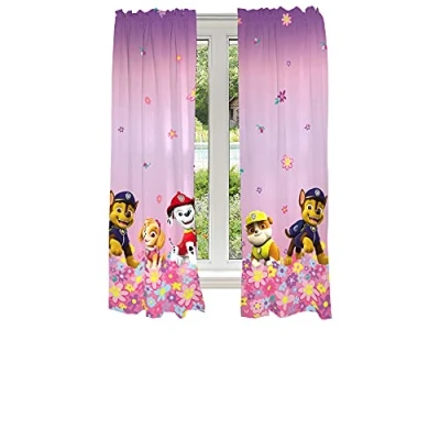 Image of Franco Kids Room Window Curtain Panels Drapes Set, 82 in x 63 in, Paw Patrol Girls