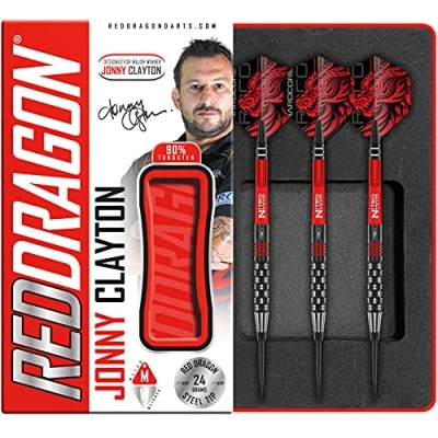 Image of RED DRAGON Jonny Clayton PL Special Edition 24 Gram Tungsten Darts Set with Flights and Shafts (Stems)