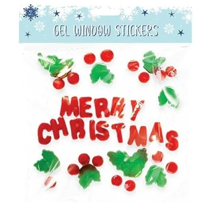 Image of SKYTE® Christmas Xmas Window Stickers Gel Jelly Decals Decorations Multicoloured Clings Glass Santa Reindeer Snowman Penguin Snowflakes (Merry Christmas)