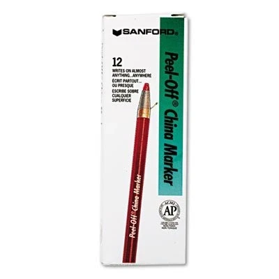 Image of Sharpie Peel Off China Markers, Red, Dozen